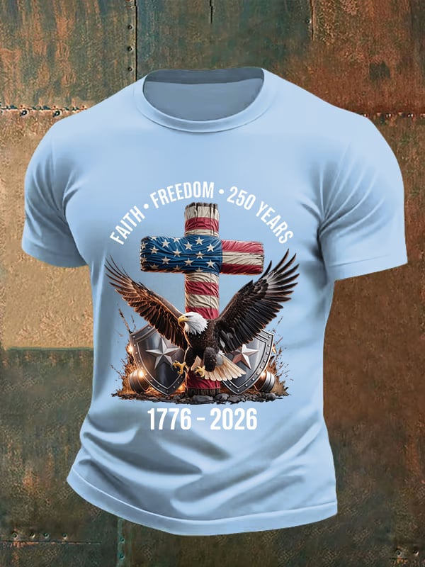 Men's Faith-Freedom-Legacy 250 years strong Print T-Shirt