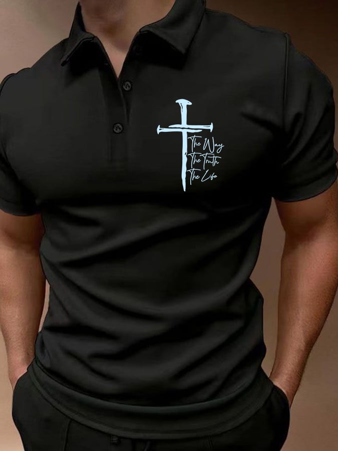 Men's Jesus The Way The Truth The Life Print Polo Shirt