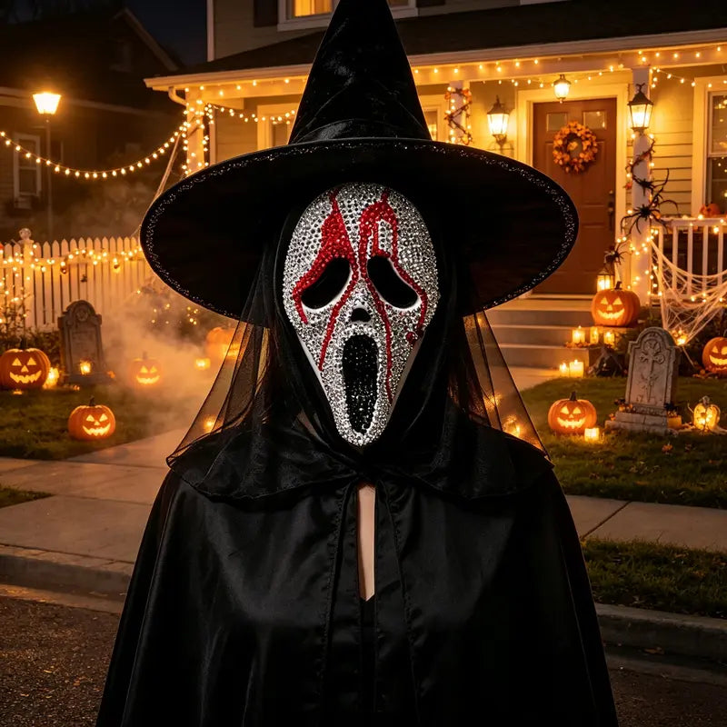 Halloween Ghost Face Mask Cosplay Party Accessory Costume Prop