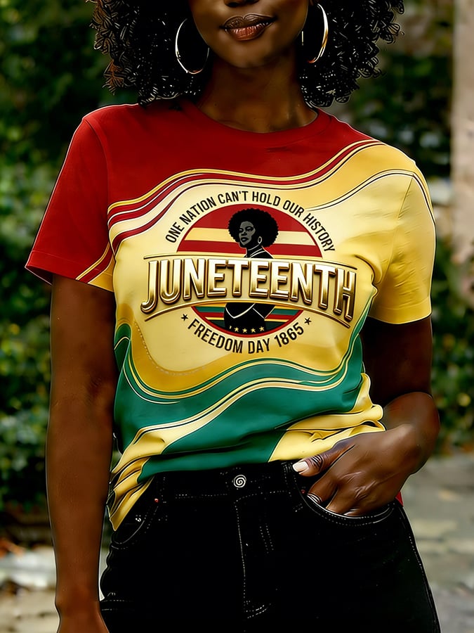 Women's Casual Juneteenth-Themed Short-Sleeve Crewneck T-Shirt