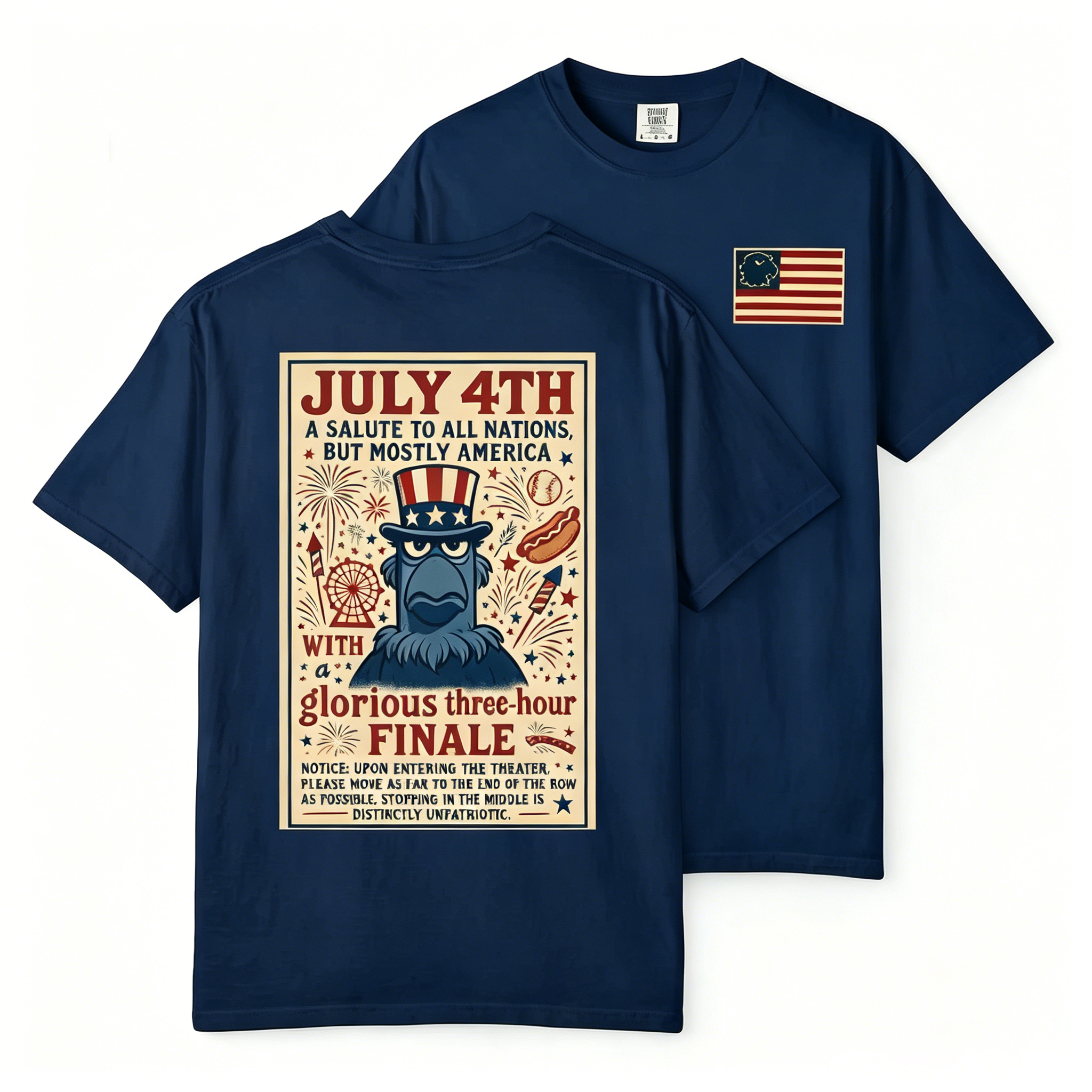 Unisex Patriotic Eagle July 4th Fireworks Celebration Casual Cotton Fabric T-Shirt