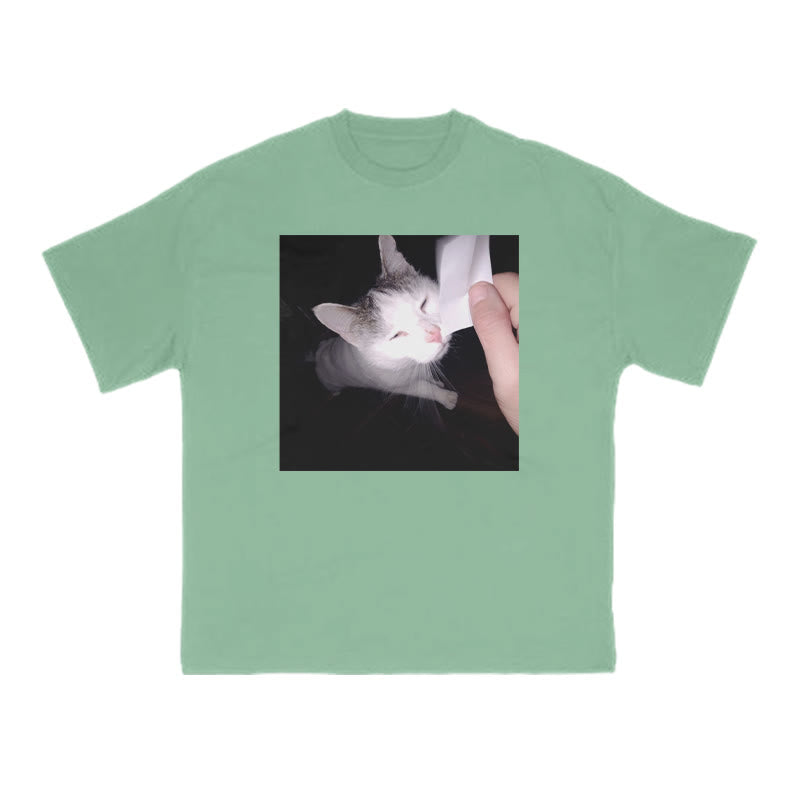 Unisex Provocative Cat Print T-shirt