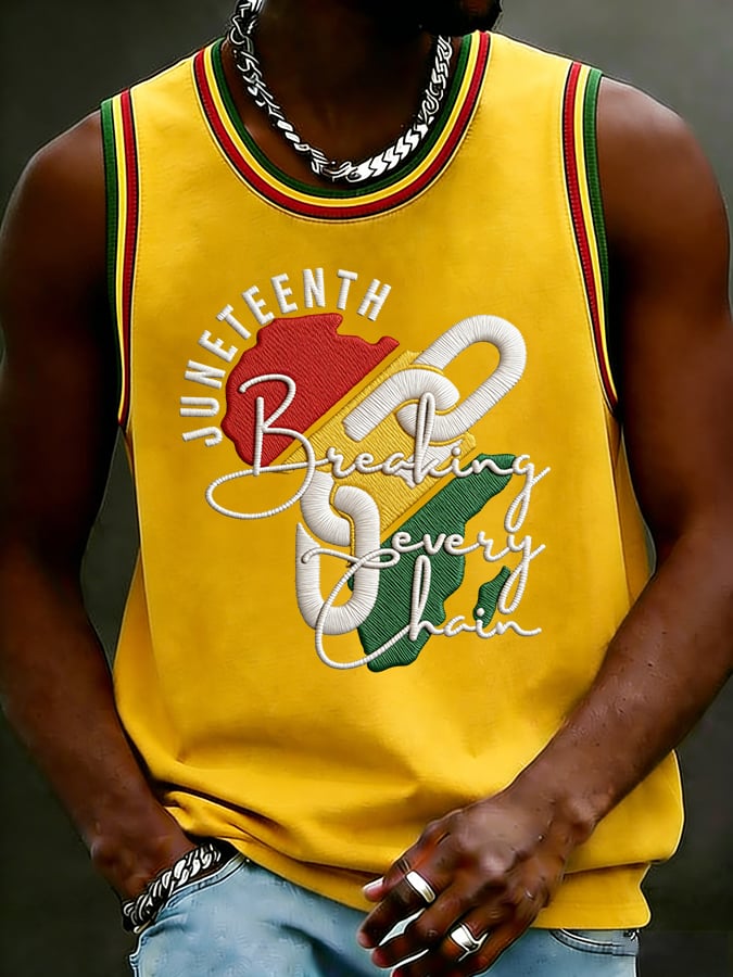 Men's Juneteenth Breaking Every Chain Print Polo Shirt