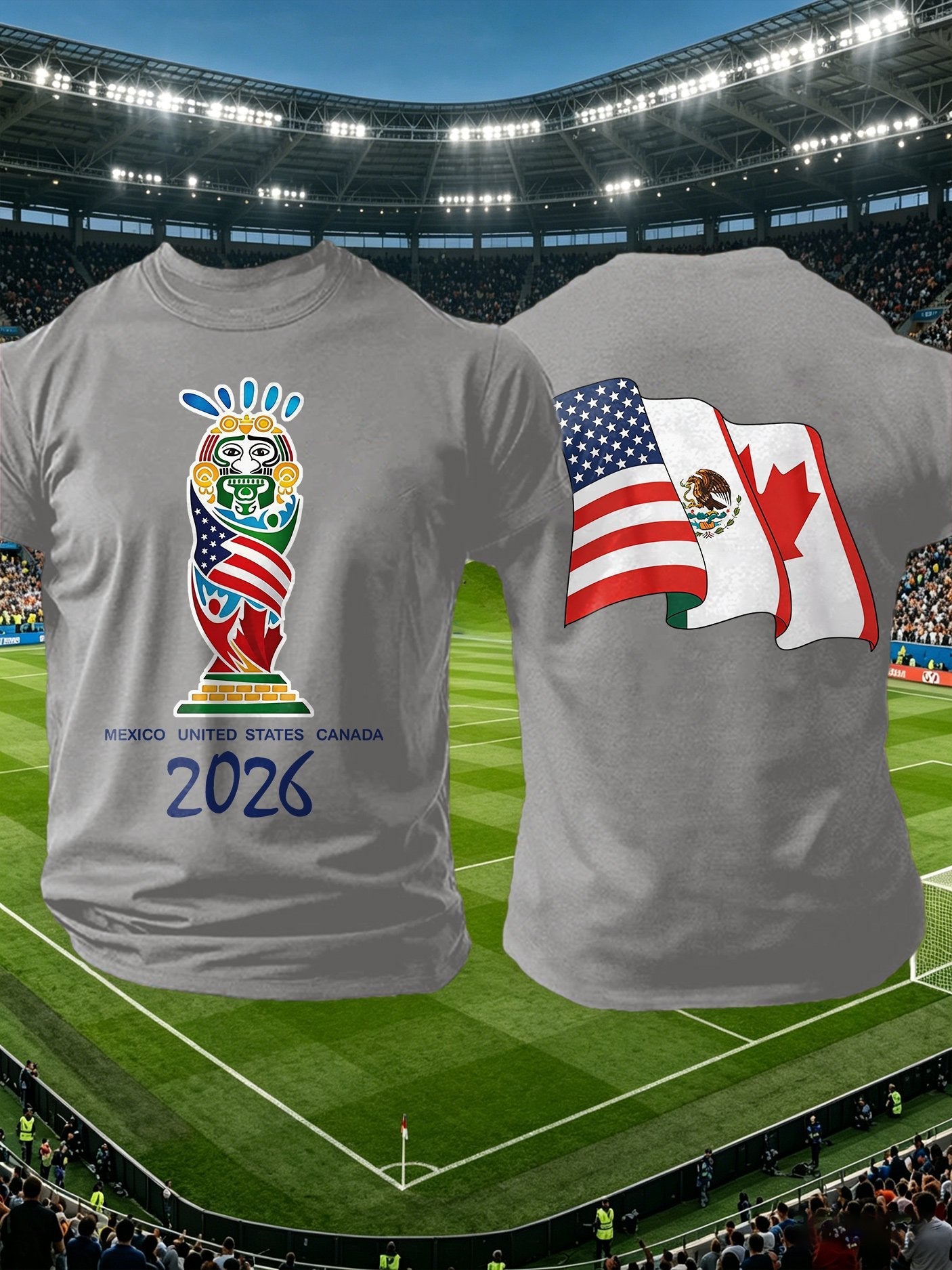 Men's Retro 2026 Soccer Mexico United States Canada Print T-Shirt