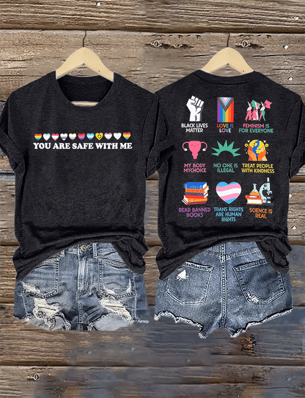 Women's You are safe with me Printed T-Shirt