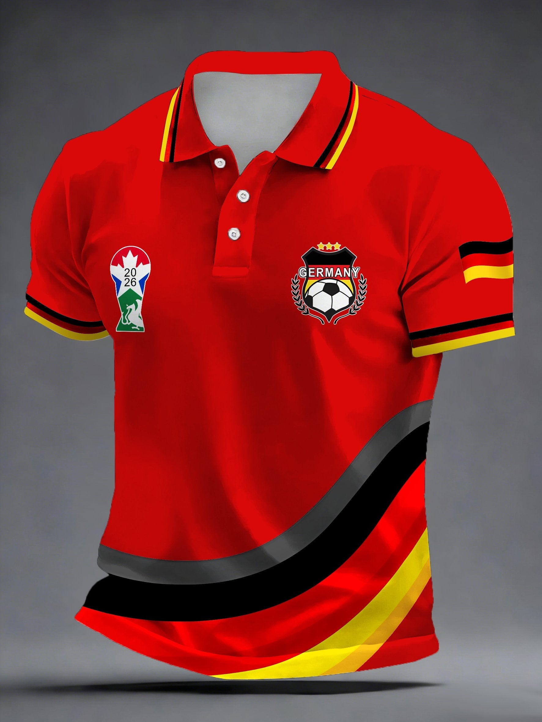 Men's German Football Fans Print Polo Shirt