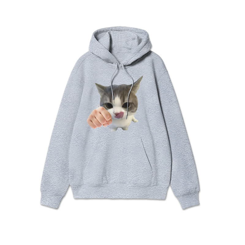 Unisex Kung Fu Cat Print Hoodie