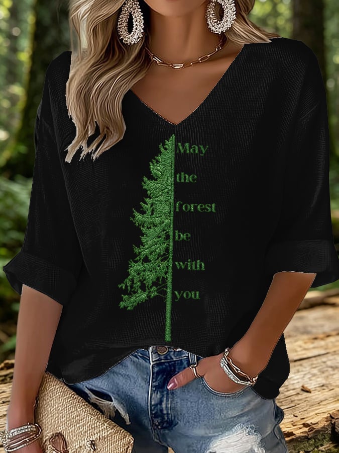 Women's May The Forest Be With You Print Top