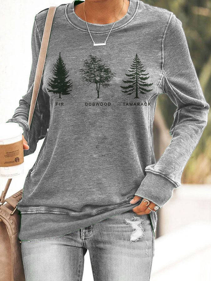 Women's Fashion Casual Retro FDT Tree Sweatshirt