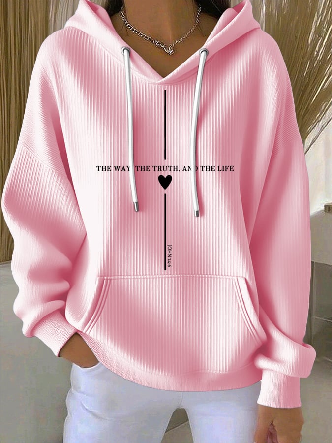 Women's Casual Faith Ribbed Hoodie