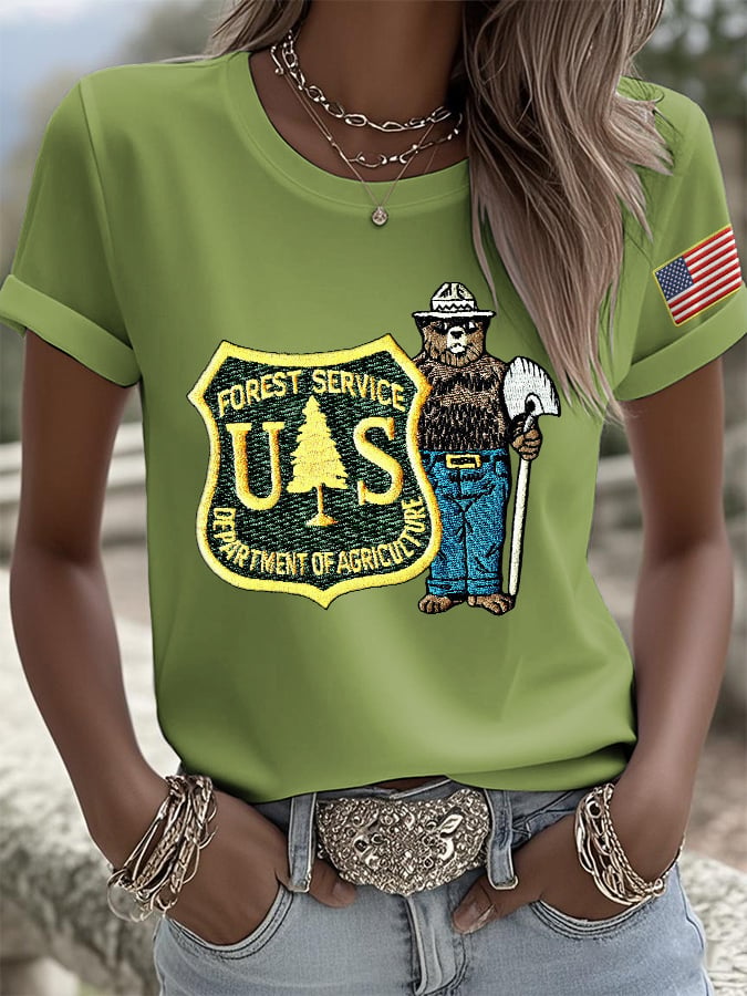 Retro Save The Forest Service Print T-Shirt