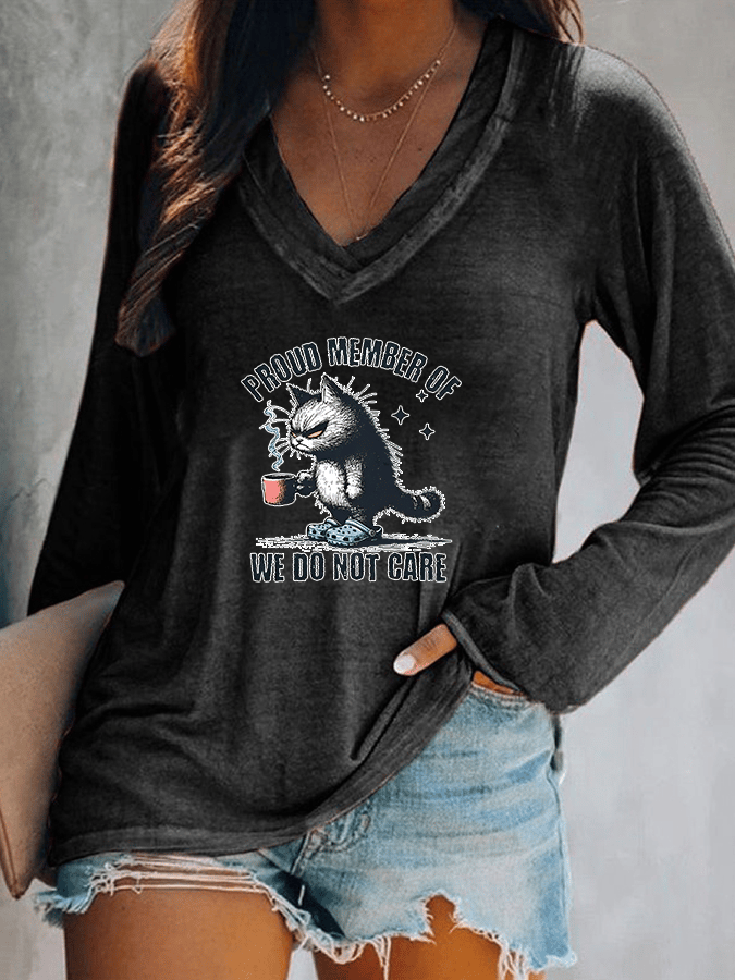Women's V-neck Retro Funny Proud Member Of Club Menopause Perimenopause Print T-Shirt
