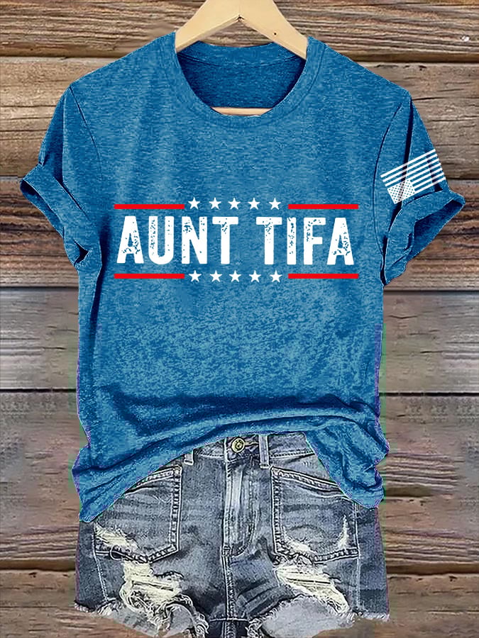 Retro Aunt Tifa Print T-Shirt