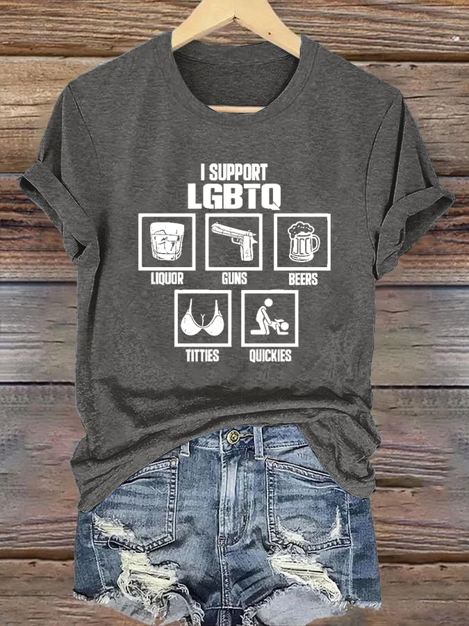 Women's I SUPPORT LGBTQ Printed T-Shirt
