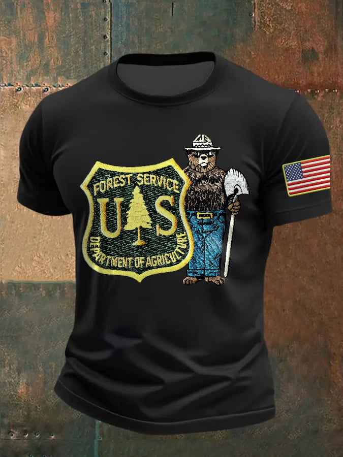 Men's Retro Save The Forest Service Print T-Shirt
