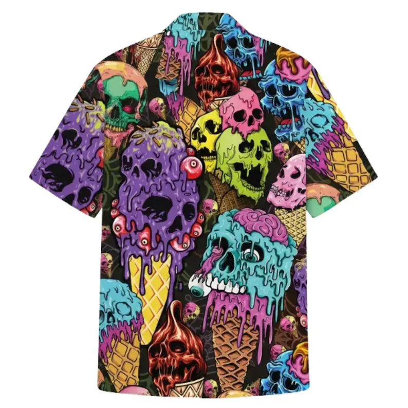 Unisex Melting Skull Ice Cream Hawaiian Shirt