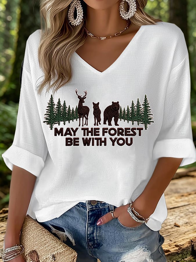 Women's May The Forest Be With You Print Top