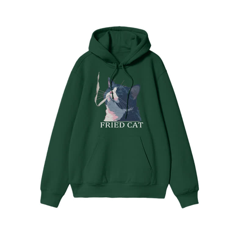 Unisex Fried Cat Print Hoodie