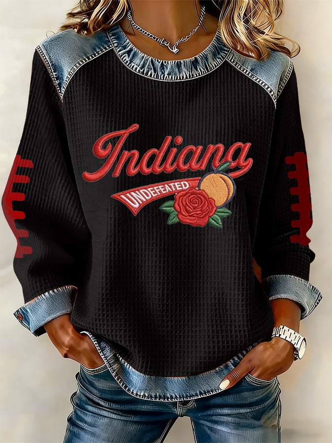 Women's rugby print long-sleeved sweatshirt