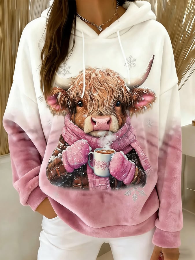 Women's Highland Denim Print Flannel Hooded Sweatshirt