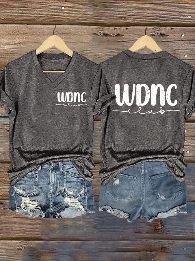 V-Neck Retro Funny WDNC Club Menopause Perimenopause Print T-Shirt