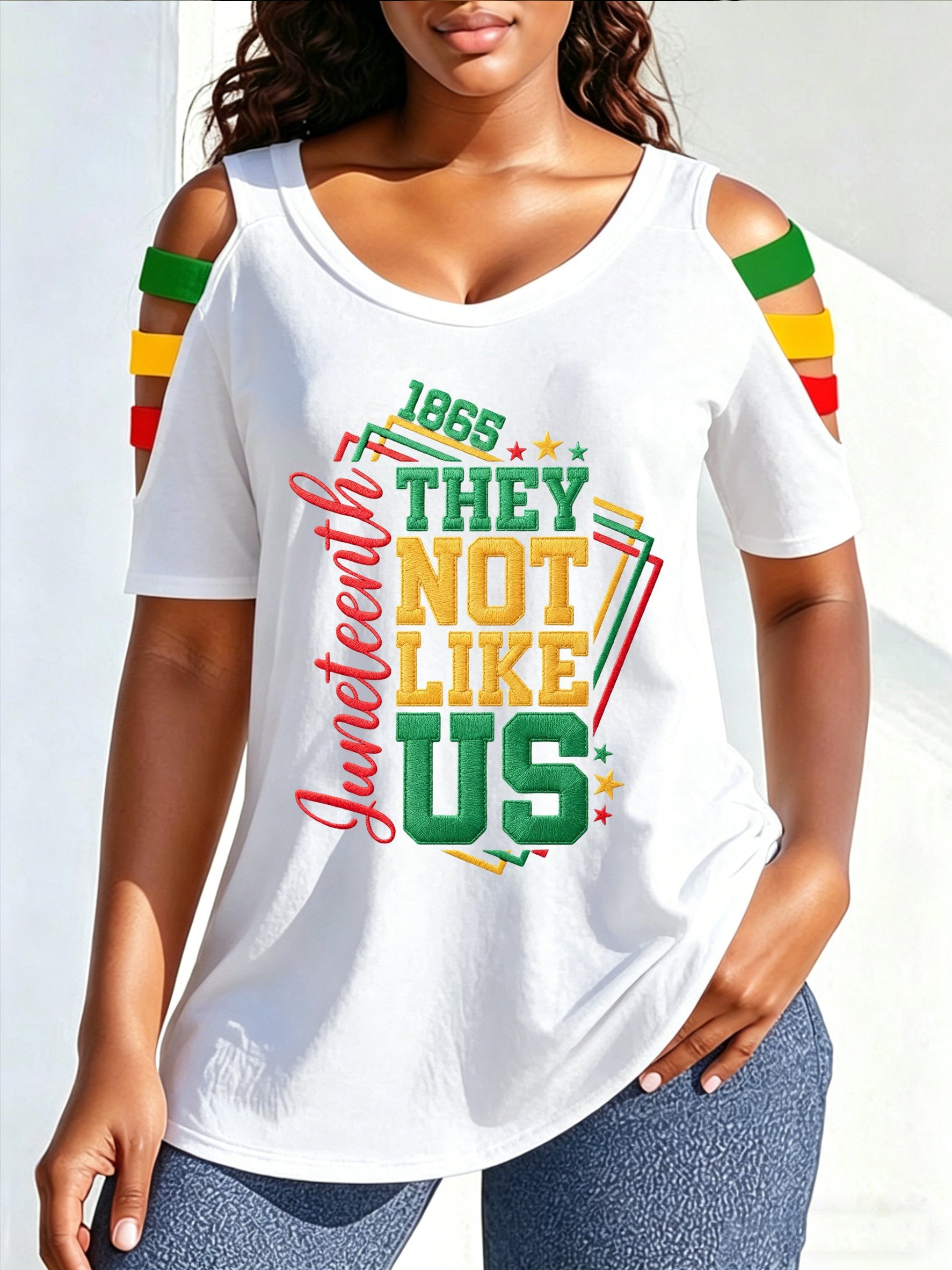 African-American Women's Color-Block Juneteenth Print Top