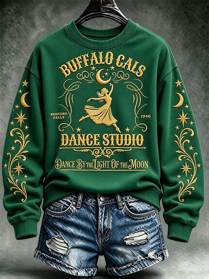 Women's It's A Wonderful Life Buffalo Gals Christmas Print Casual Sweatshirt