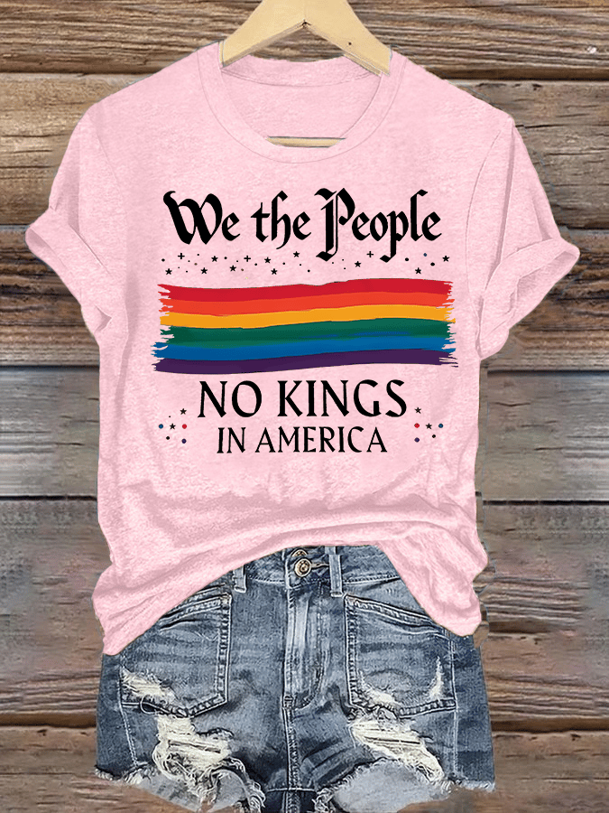 Women's We the People NO KINGS IN AMERICA Printed Casual T-Shirt