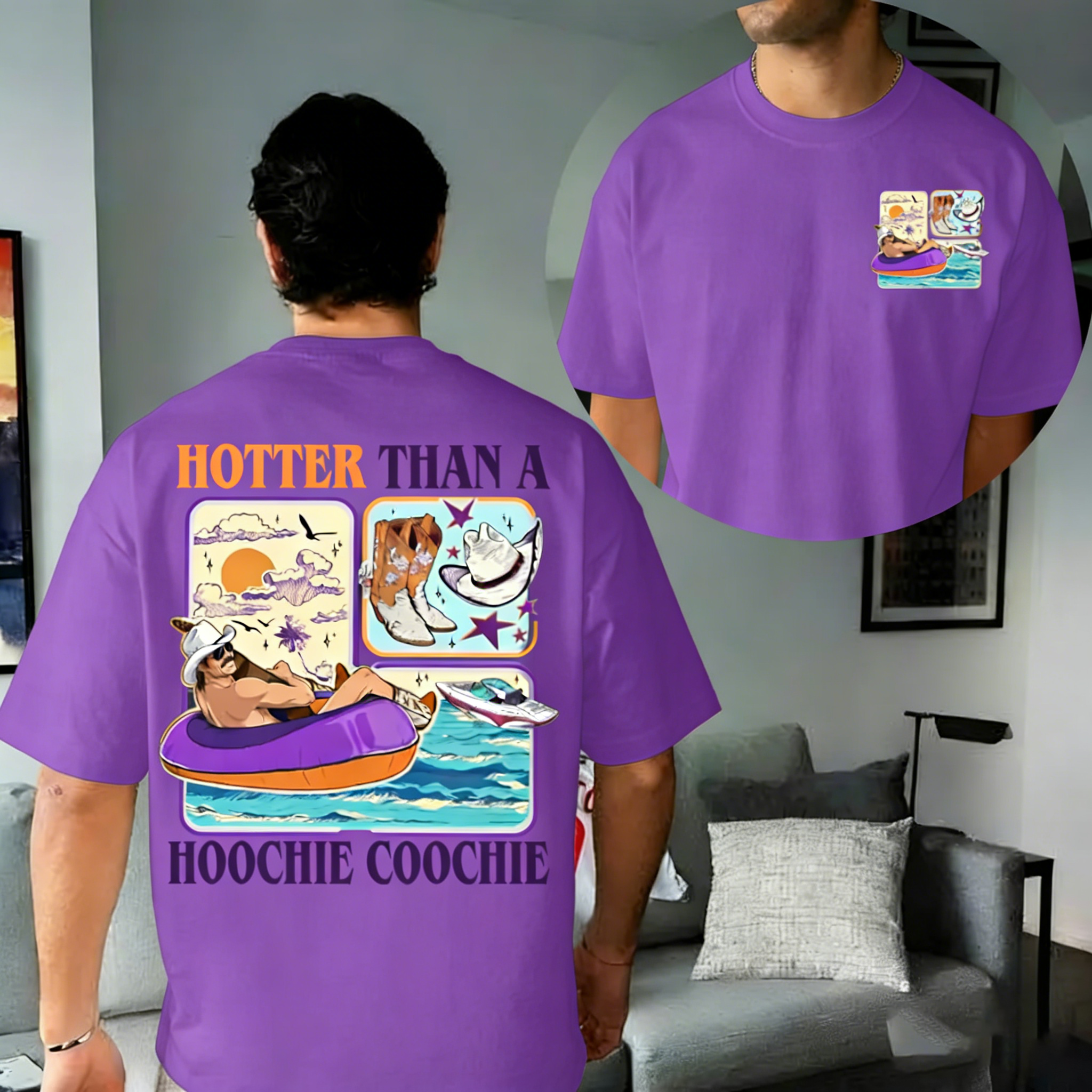 Men Hotter Than A Hoochie Coochie Vintage 2 Sides T-shirt