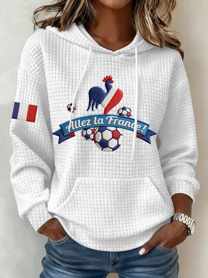 Women's French Football Print Hoodie