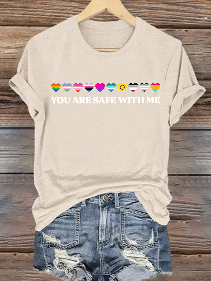 Women's YOU ARE SAFE WITH ME Print T-Shirt