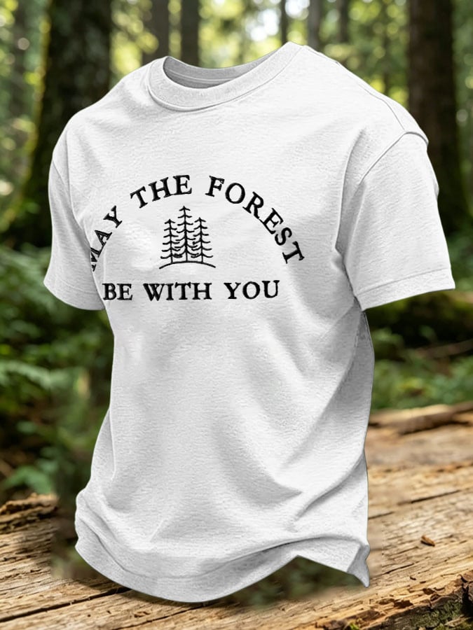 Men's May The Forest Be With You Printed Casual T-Shirt