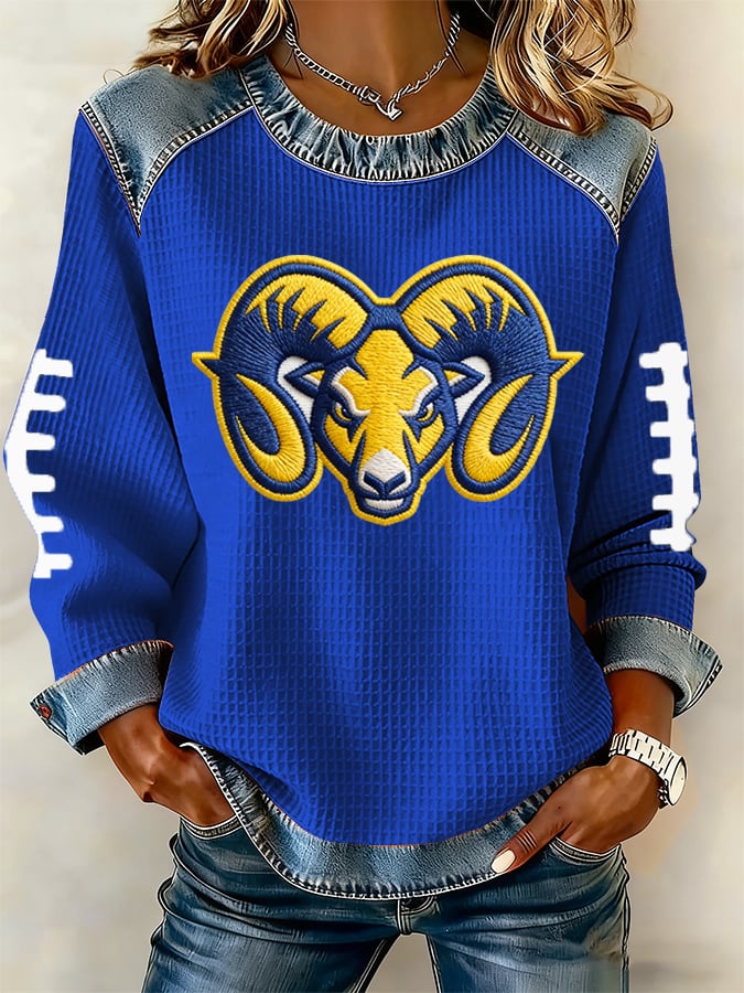 Women's rugby print long-sleeved sweatshirt