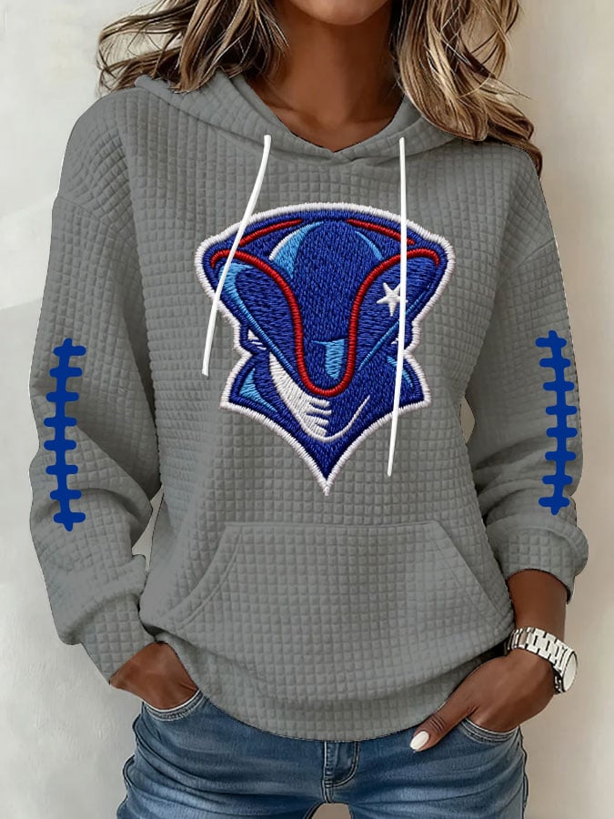 Women's Football Print Waffle Fabric Hooded Sweatshirt