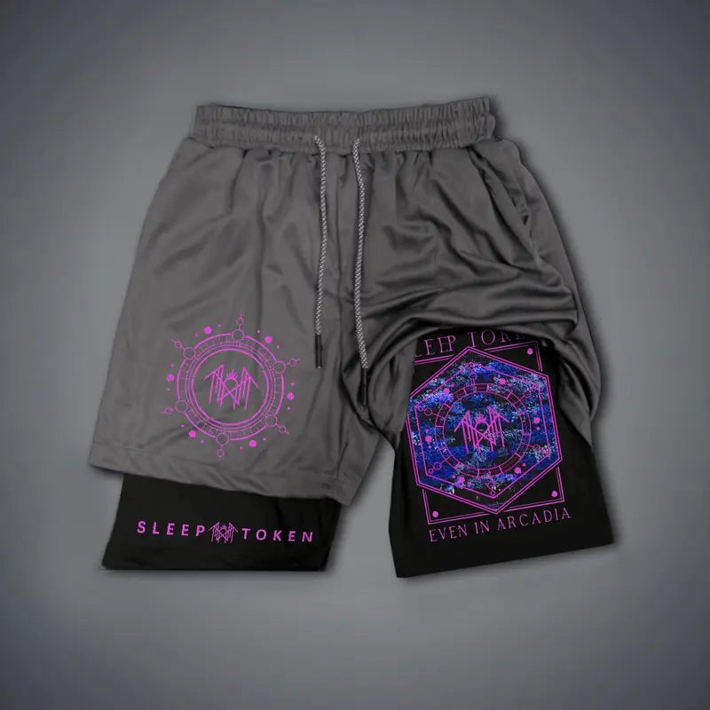 Unisex 2-in-1 Sleep Token Beach Shorts