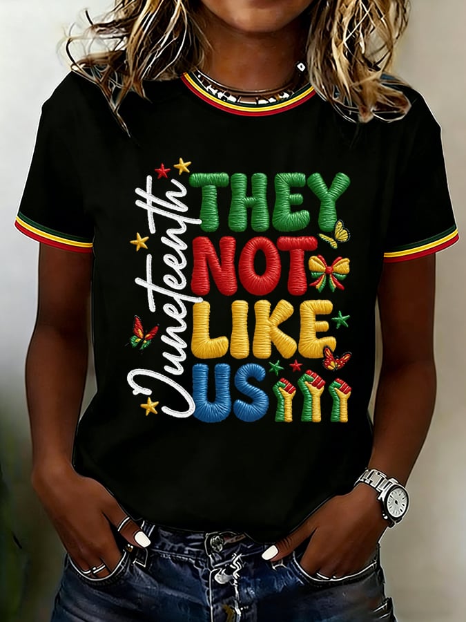 Women's Juneteenth They Not Like Us Print Casual T-shirt