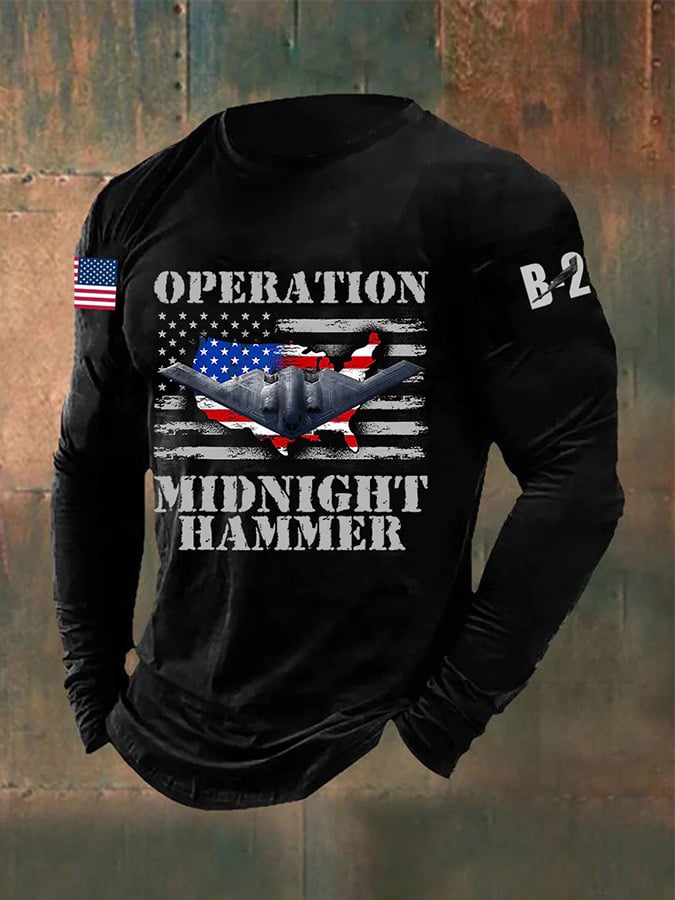 Men's Midnight Hammer Operation B-2 Spirit Print Long Sleeve Top