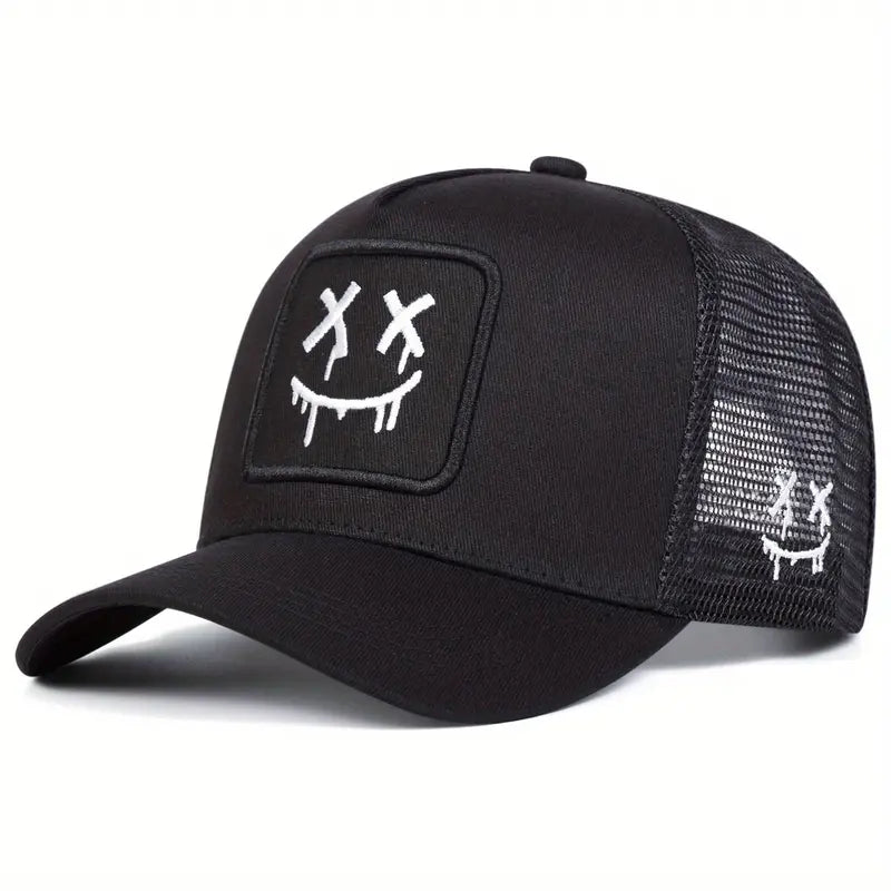 Unisex Cartoon Ghost Face Embroidered Baseball Cap Mesh Hat
