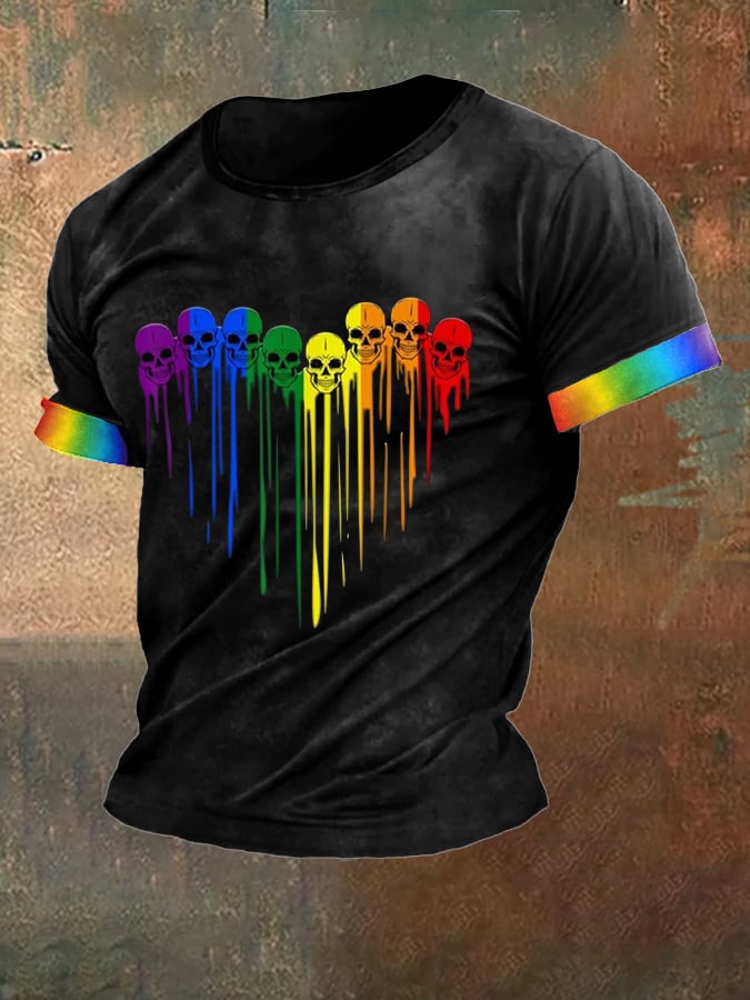 Men's LGBT Skeleton Print Crew Neck T-Shirt