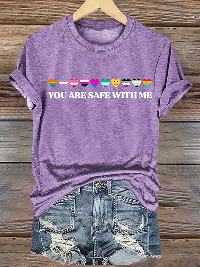 Women's YOU ARE SAFE WITH ME Print T-Shirt