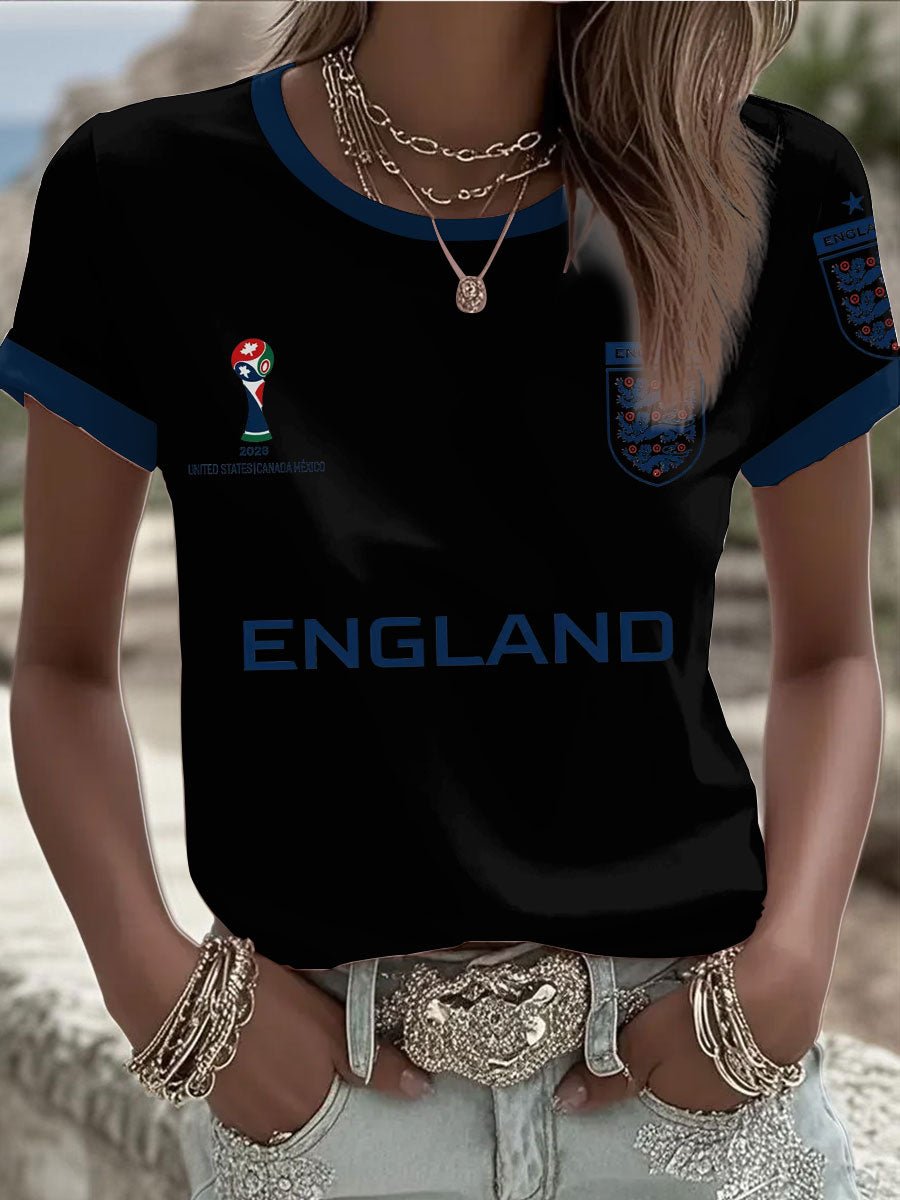 Women's UK Football Lover England 2026 Print Round Neck T-Shirt