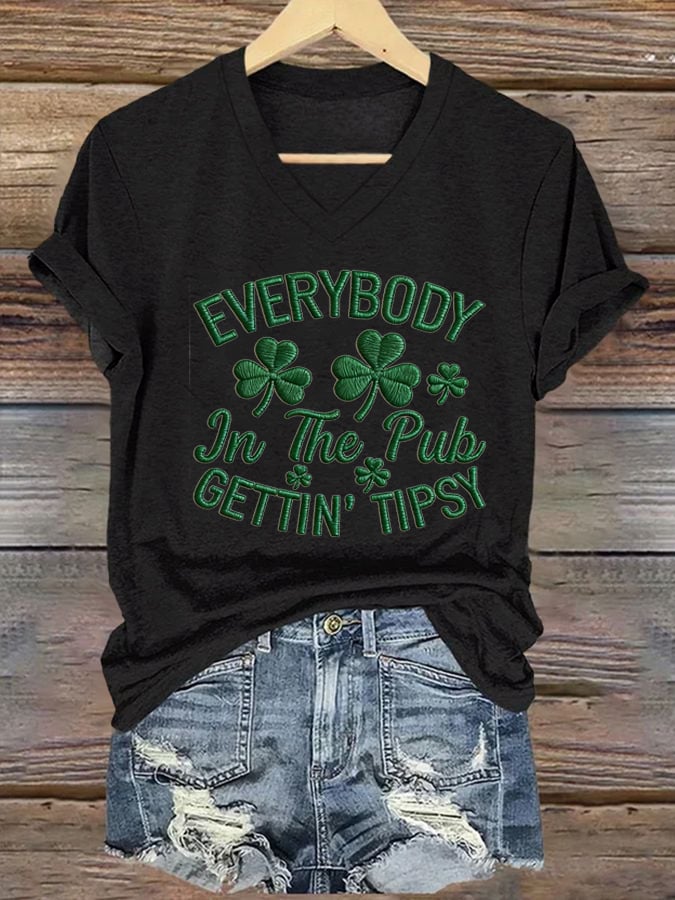Women's Everybody In The Pub Getting Tipsy Print Casual T-Shirt