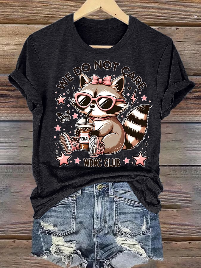 Women's Cute little raccoon for Women's WDNC Menopause & Perimenopause Printed T-shirt