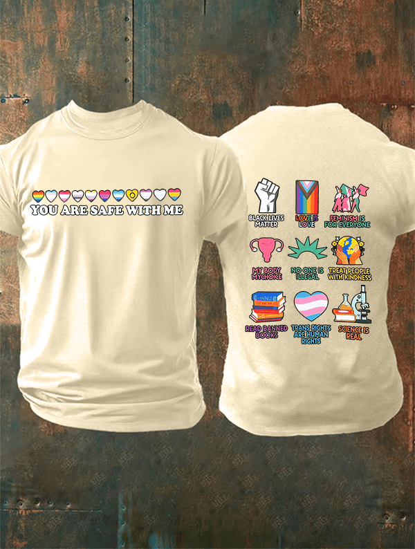 Men's You are safe with me Printed T-Shirt