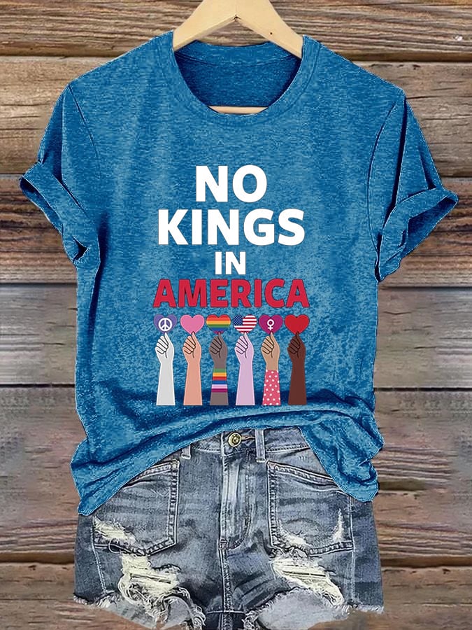 Women's No Kings In America Print Caasual T-shirt