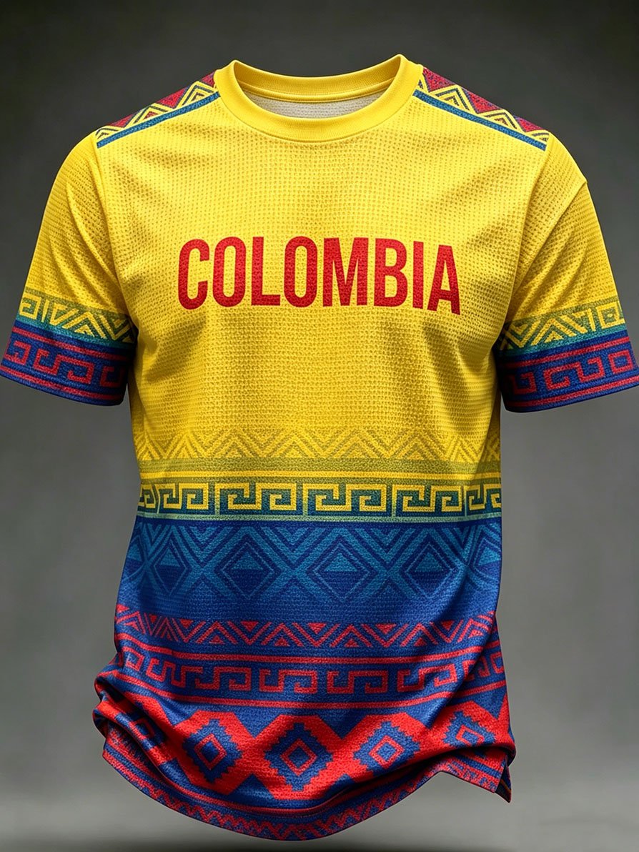 Men's Colombia Football Fan Waffle-Knit Crewneck T-Shirt