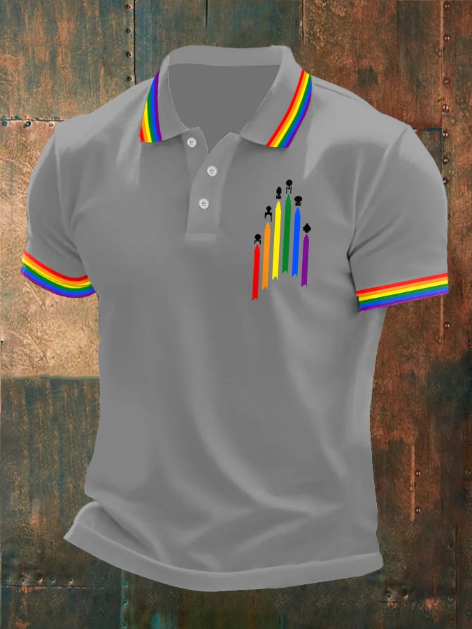 Men's Gay Pride Print Polo Shirt