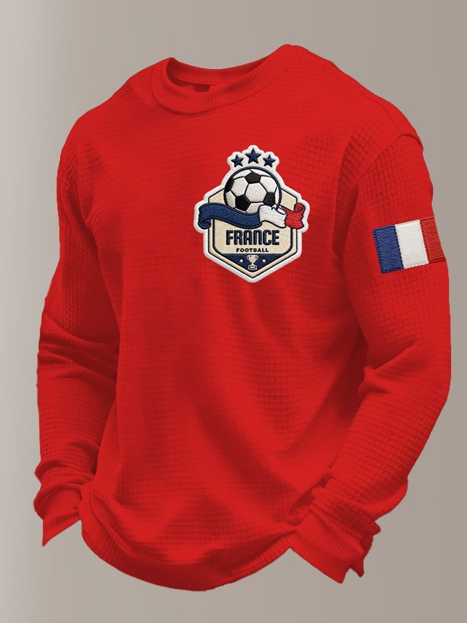 Men's Retro French Football Printed Casual Long-Sleeved Top