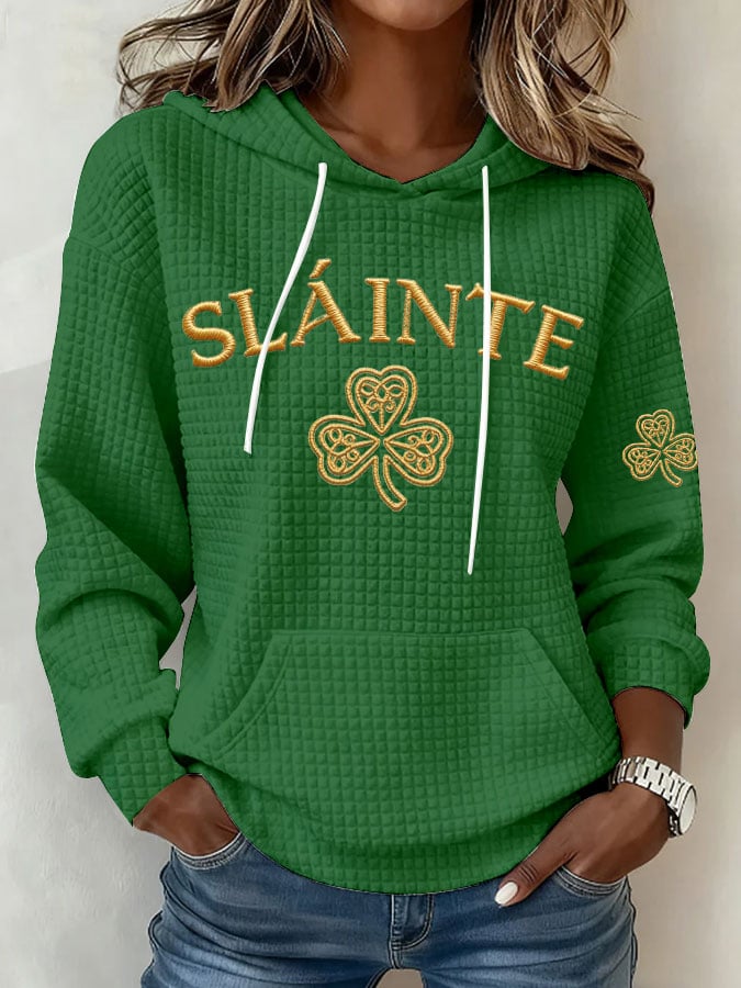 Women's St. Patrick's Day Printed Knit Crew Neck Long-Sleeve Top