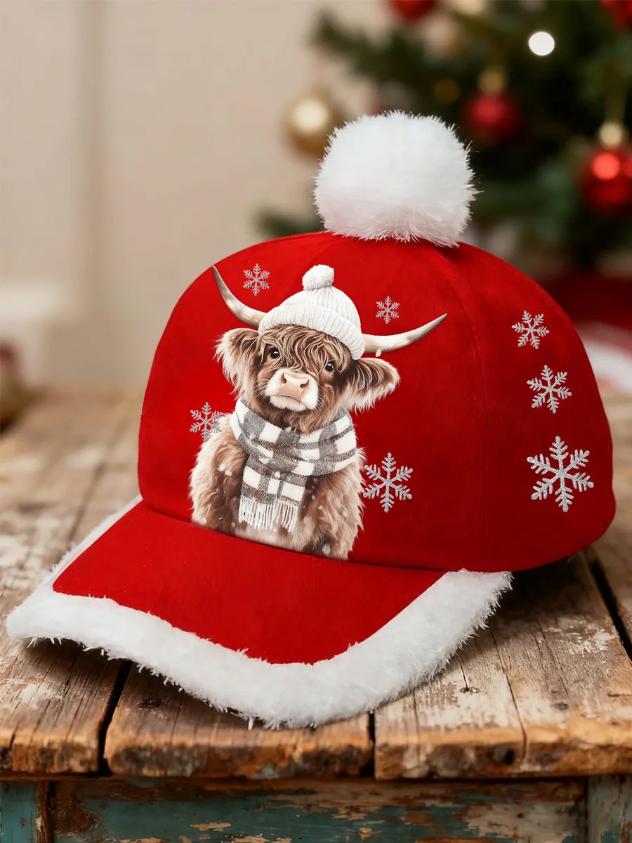 Retro-Style With Highland Cow Print Baseball cap